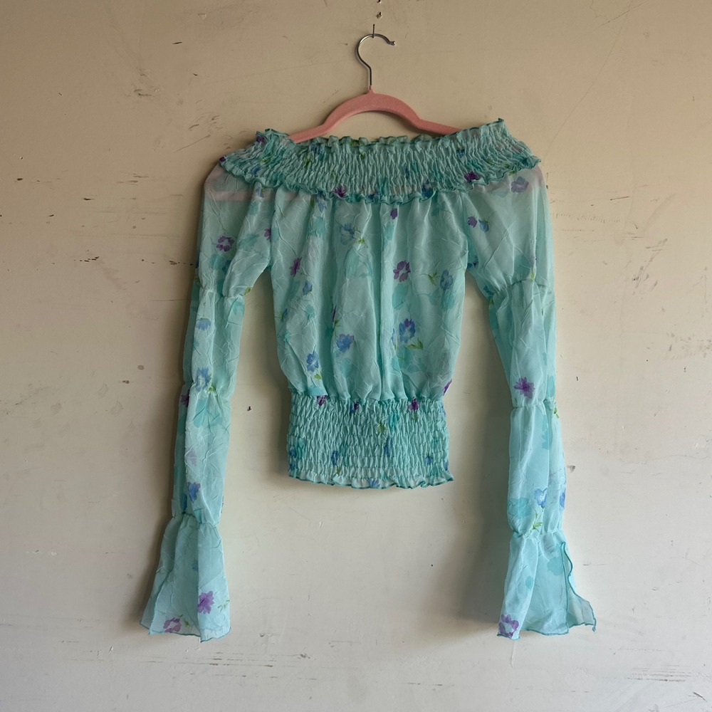 Vintage Y2K floral bell sleeve fairy top Agaci